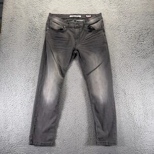 Spring + Mercer Jeans 34x30 Gray Cotton Denim Skinny Leg Workwear Faded Stretch